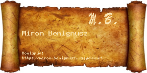 Miron Benignusz névjegykártya